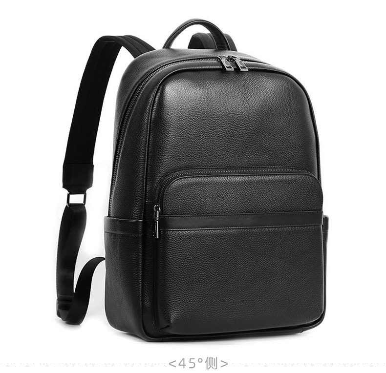 Ba lô nam da bò lớp đầu sức chứa lớn, túi du lịch kiêm túi đựng laptop 16 inch — Màu đen chi tiết 11