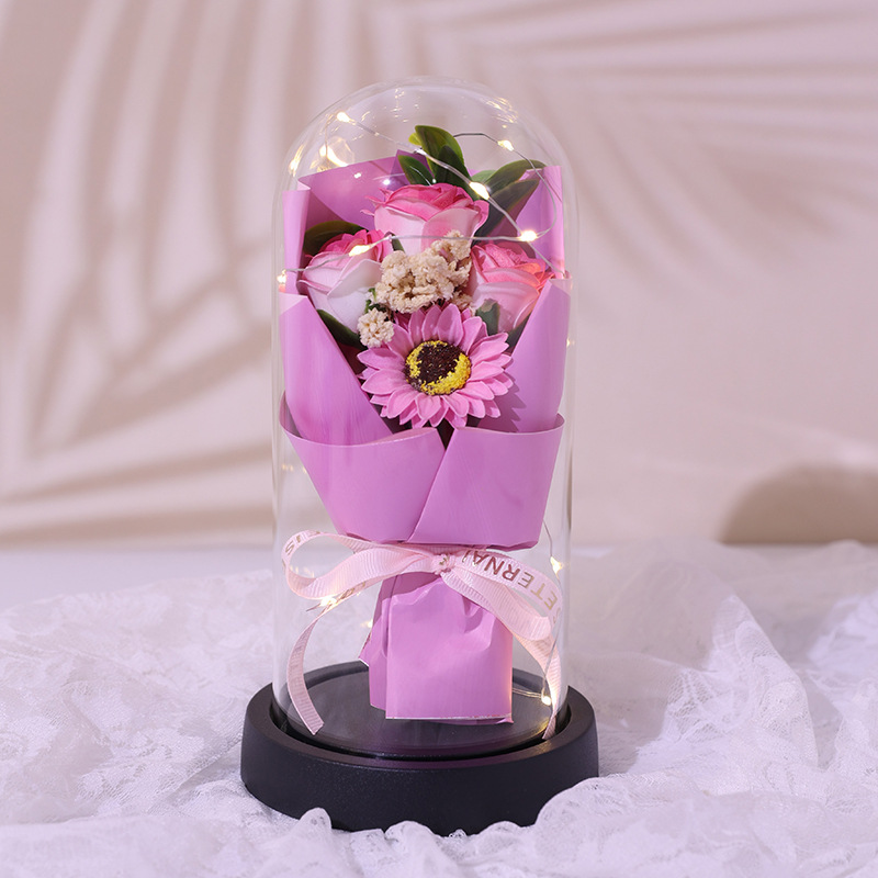 520 regalo de San Valentín copa de vidrio eterno flores secas rosas jabón flores para amigos y esposas adornos exquisitos