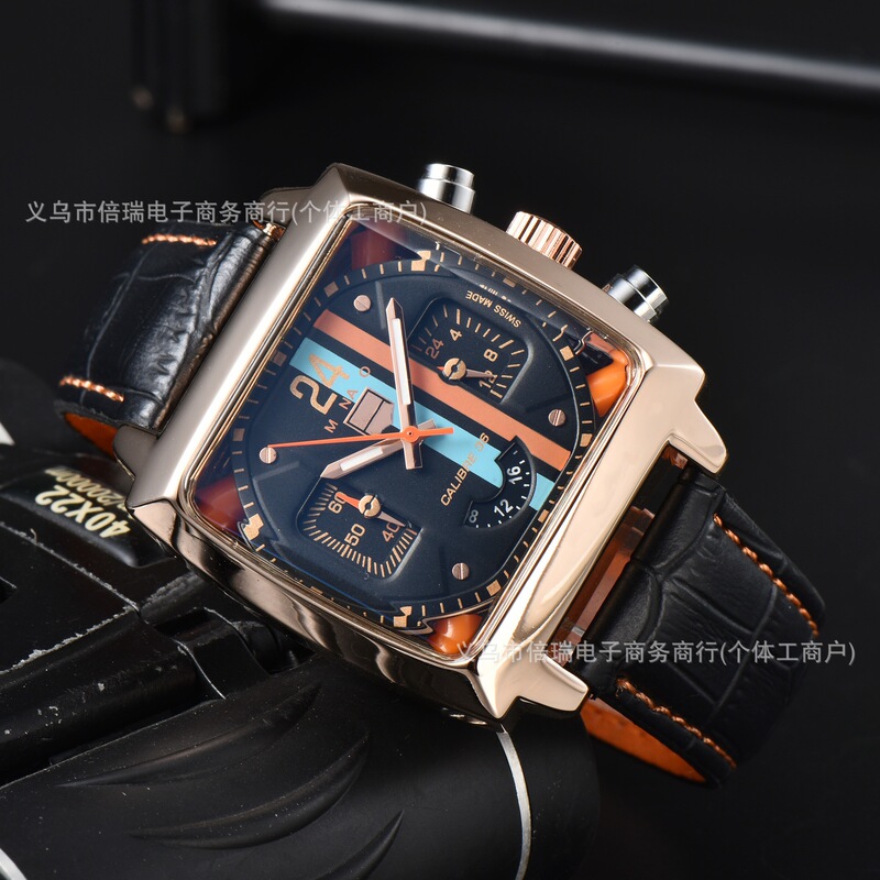Popular Foreign Trade Yajia Men's Business Transparent Bottom Thai Chrome Square 6-Pin Multifunctional Watch Manufacturer Wholesale