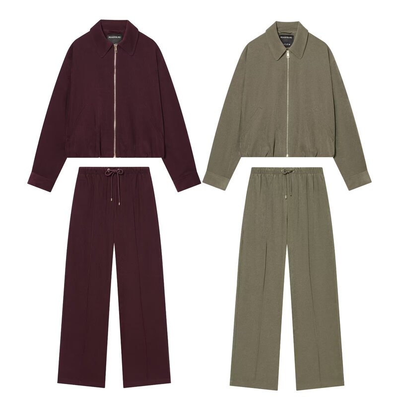 2025 Winter New European and American Cross-Border Women's Clothing Puffy Bomber Jacket + Pants Set with a High-End Feel and Trendy Ins Style