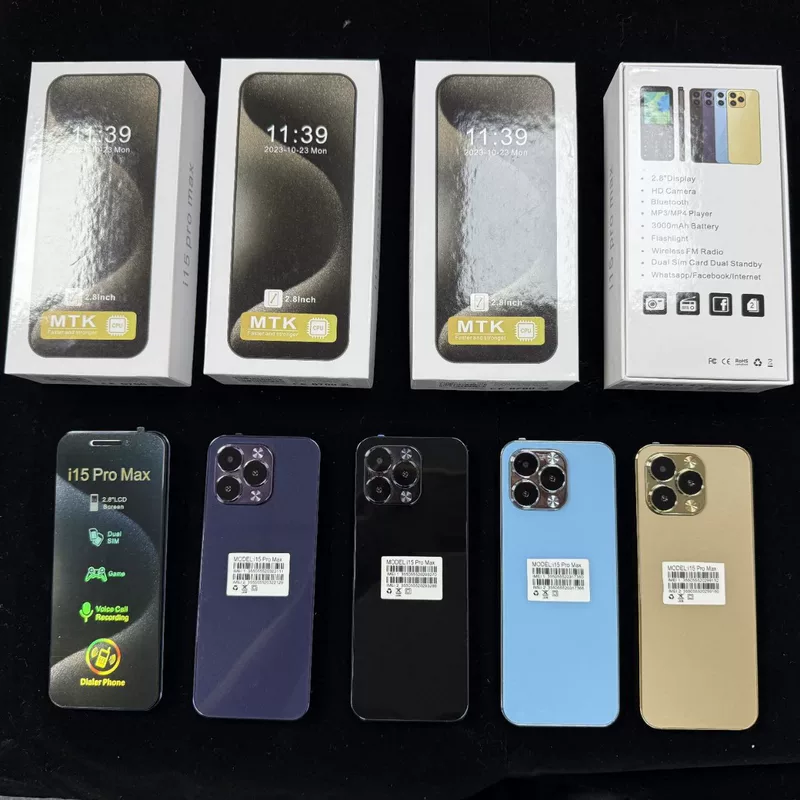 Мобильный телефон i15 Pro Max, dual SIM, настраиваемые языки, 2,8" дисплей
