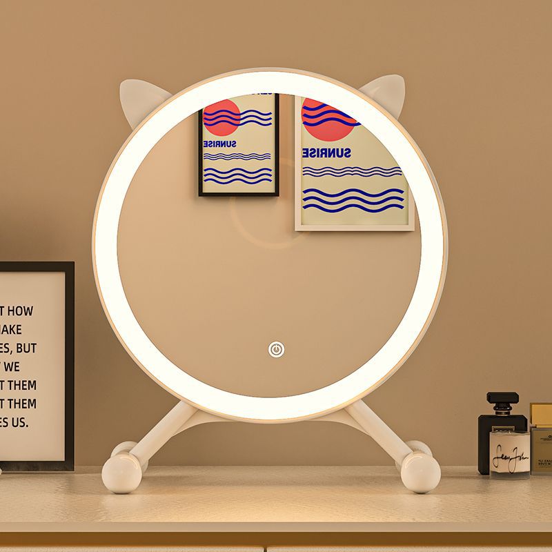 Espejo de maquillaje dormitorio con espejo de escritorio led con lámpara dormitorio in espejo de vestir espejo de escritorio espejo redondo de escritorio