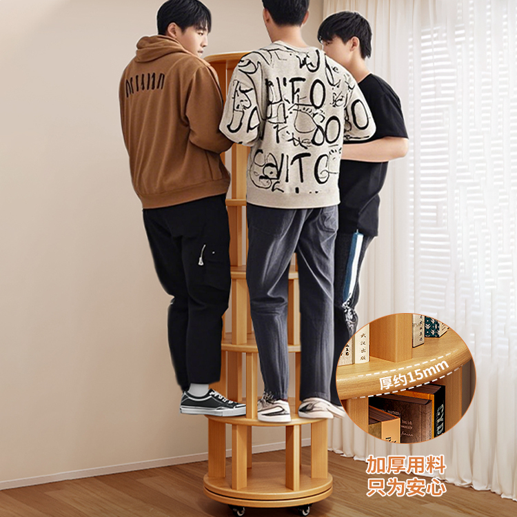Estante giratorio de madera sólida estante de 360 grados estante de estante de piso integrado contra la pared esquina móvil pequeño gabinete estrecho para niños