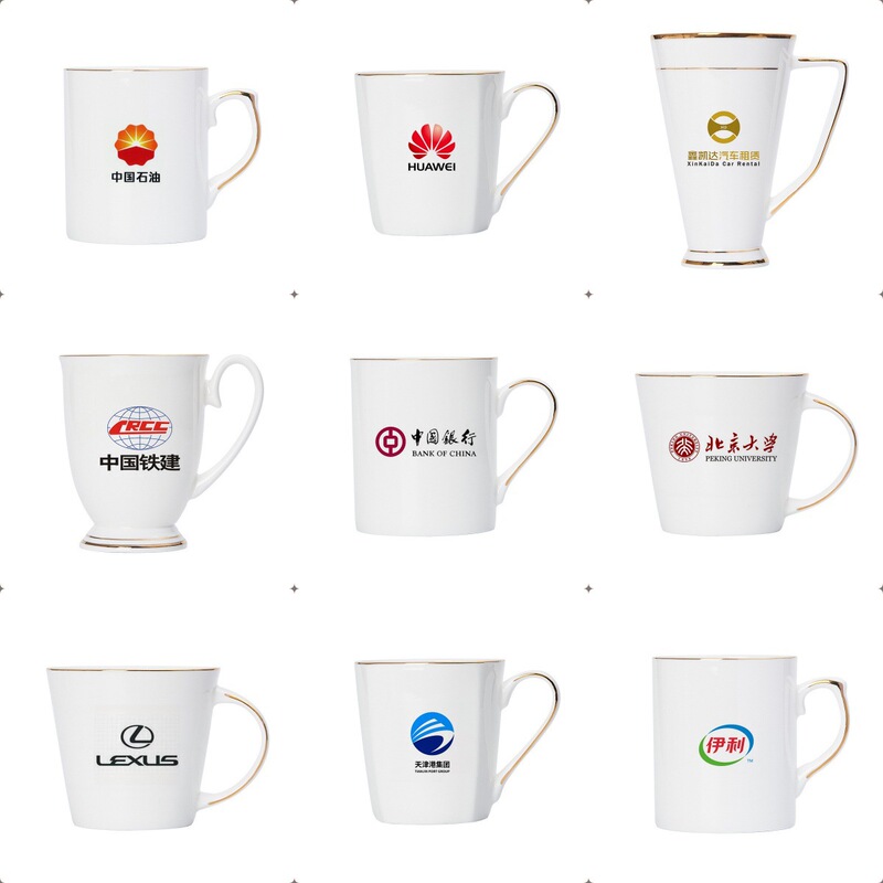 Wholesale Simple White Ceramic Office Water Cup Advertising Gift Hotel Restaurant Home Bone China Coffee Mug