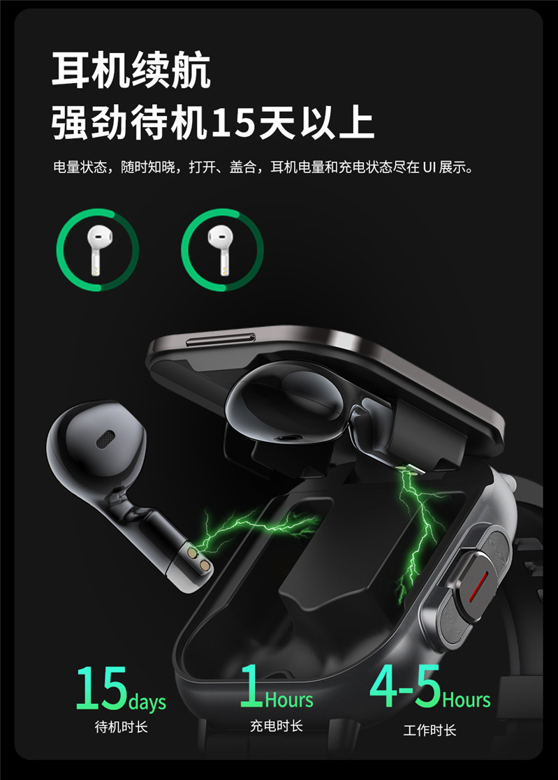 D8 Bluetooth headset, watch, full-screen touch, call, payment, heart rate monitoring, sports bracelet, wireless undefined