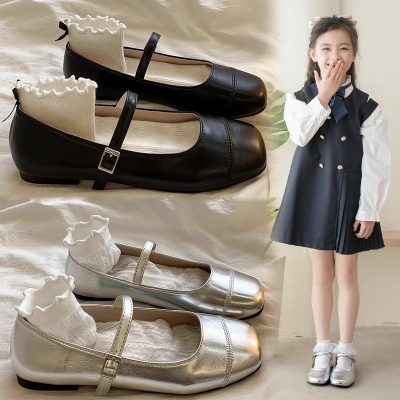 Girls' Small Leather Shoes 2025 Spring & Fall New Style Kidsren's Princess Shoes Soft Sole Performance Shoes for Middle and Large Kidsren's Shoes