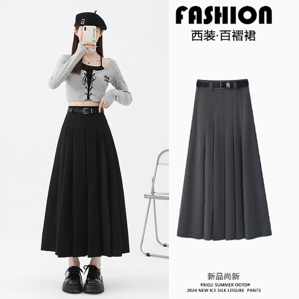 Demi-season pleated skirt