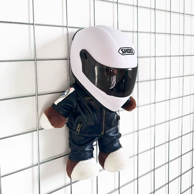 Motorcycle Doll Helmet Bear: Motosiklet dəbilqələri - height-28cm-violet-black-bearshoei-matt-white-upgraded-tail-wing