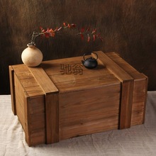 k%工业风收纳箱实木带盖木盒子创意装饰木箱长方形户外道具复古木