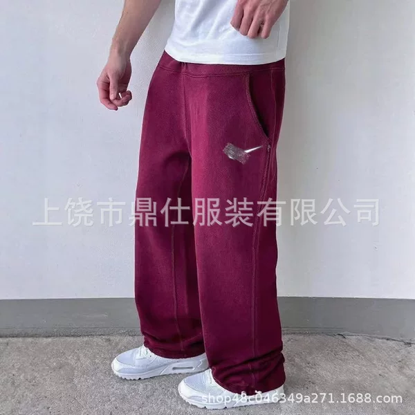 Couple's Wide-Leg Casual Sweatpants with Soft Embroidery Hook, Soft and Skin-Friendly Warm Fabric, Simple Design, Height-Enhancing and Slimming Pants