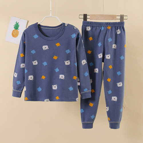 Children's pure cotton underwear set, baby's autumn clothes, autumn pants, medium and large children's pajamas, boys and girls, home clothes, children's clothing wholesale