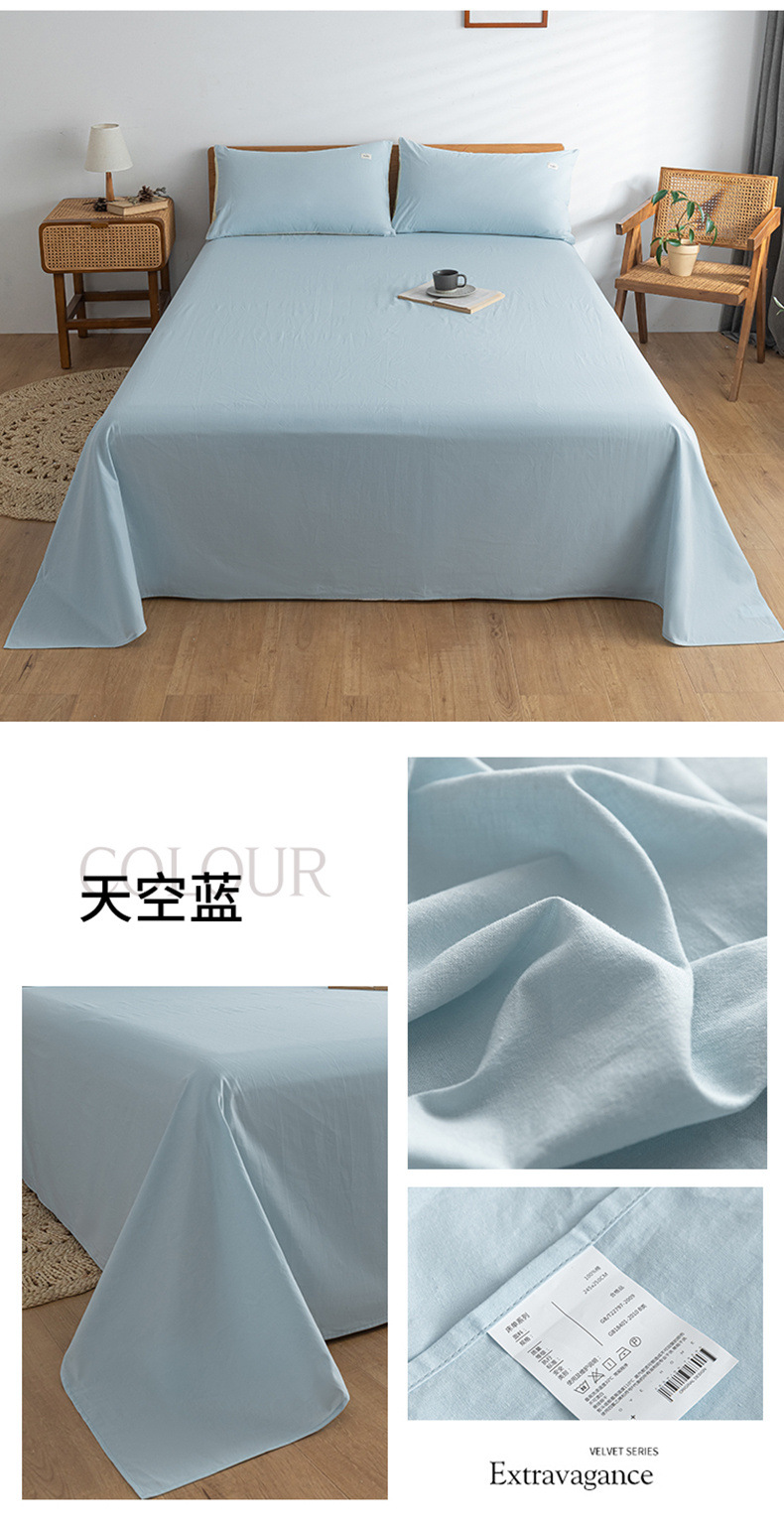 Sábana de algodón lavado de algodón grueso pieza individual 100 algodón dormitorio de estudiantes cama individual funda de almohada de tres piezas 2