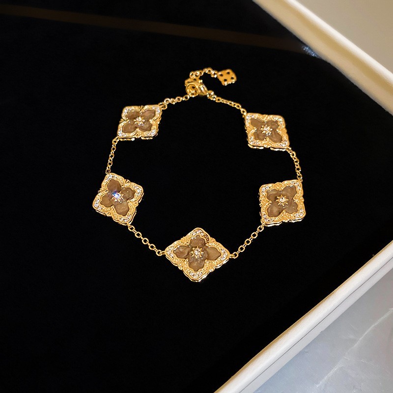 Pulsera de flores de metal transfronteriza europea y americana, nicho femenino, sentido de alta gama, pulsera simple y versátil, accesorios de joyería de lujo ligeros de moda
