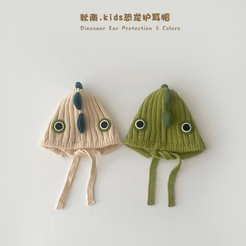 Cute woolen children's winter dinosaur for boys