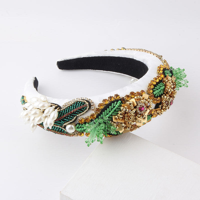 Baroque Style Colorful Sponge Inlay Rhinestone Pearl Hair Band display picture 4