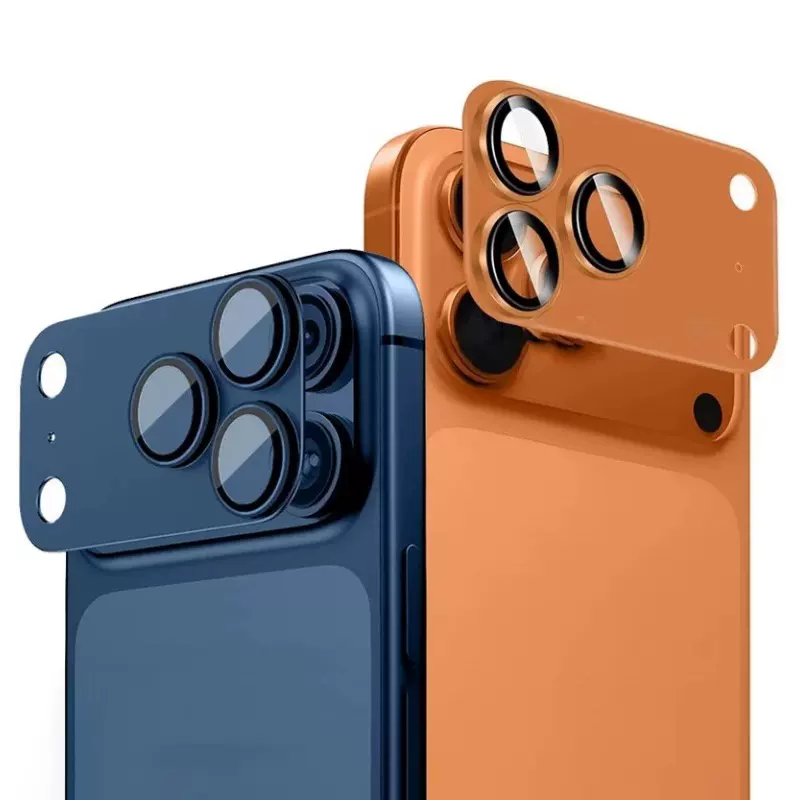 源头工厂适用于Iphone17系列原机橙色金属磨砂铠甲摄像头保护