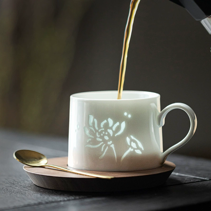 2025 Новый керамический кофейный cup Jingdezhen Новый китайский стиль Изящная керамическая чашка для кофе кружка отель подарок