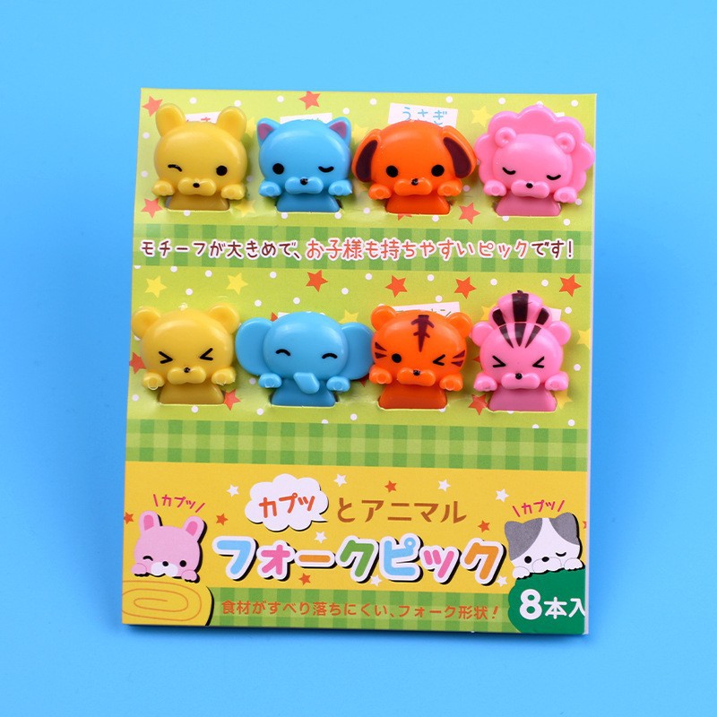 Cartoon japonés encantador tenedor de fruta transfronterizo venta caliente stick de fruta creativa decoración mini tenedor de fruta al por mayor