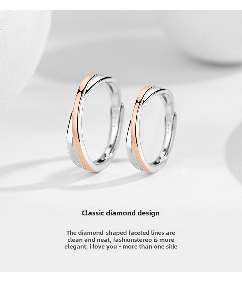 Mobius Couple Ring Sterling Silver Niche Design Adjustable Open Ring_voghion.com