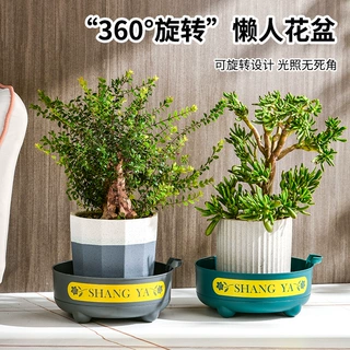 360度旋转花盆托盘带轮带排水收纳架底座绿植自吸水现代简约