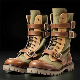 亚马逊独立站跨境外贸新款欧美复古户外男士靴子机车靴摩托车靴