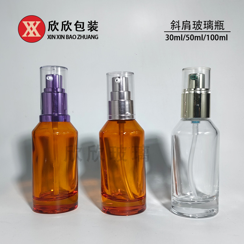 Ready-Made Glass Square Lotion Bottle, Lotion Press Dispenser Bottle, 30~50ml Dropper Bottle, Press Dropper Bottle