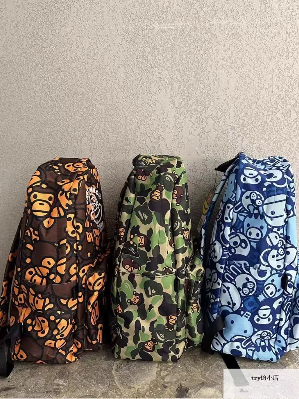 Рюкзак (BAPE BABY) каму-обезьянка принт, повседневная куртка для детей, 0.35 кг, зелёный/синий/кофейный