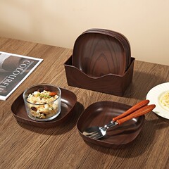 仿木纹塑料吐骨碟餐桌家用商用点心坚果可用