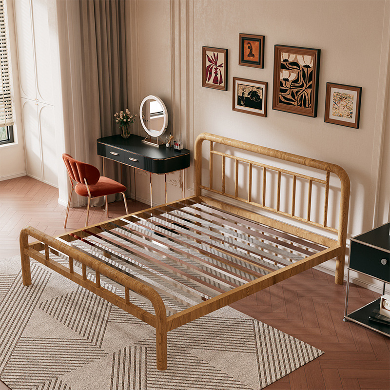 201 stainless steel bed frame oak color + 13 beams