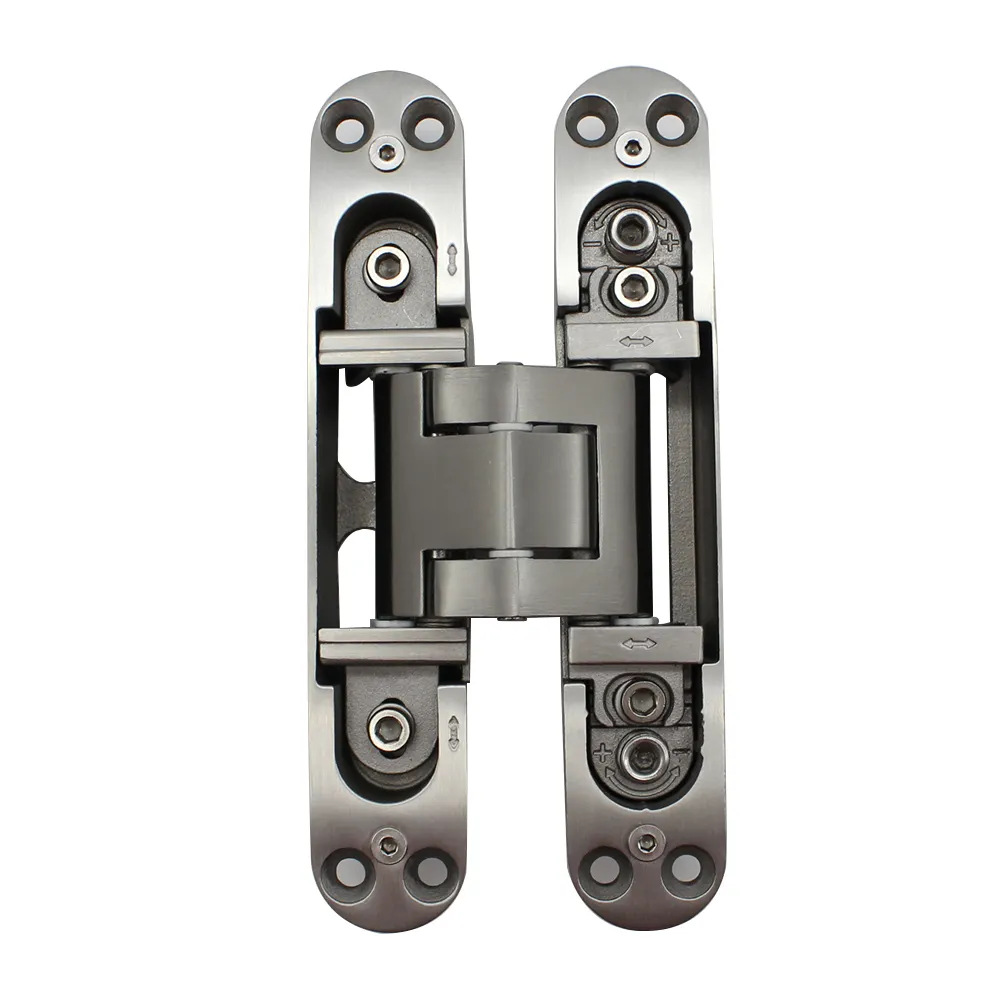 Personalizada 304 bisagra ajustable 3D pesada 120 kg bisagra de puerta cruzada bisagra de puerta invisible bisagra de puerta oculta