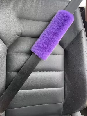 Seat belt shoulder pad Rex Rabbit Fur Anti-Scratch Backpack - purple