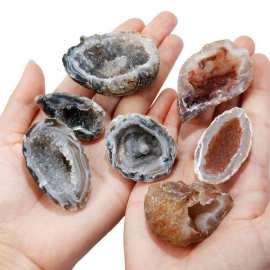 Half Agate Geode Mineral Irregular Gemstone Specimen玛瑙裸石