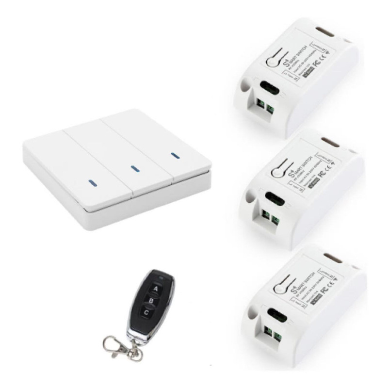 RF433墙壁开关三开三控制器三键遥控套装家用电灯电器无线遥控