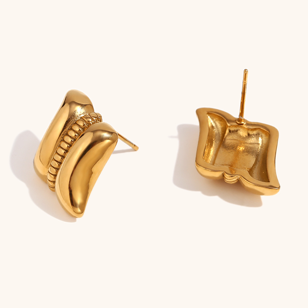 Ear Studs Classification 1 Pair Quantity Daily Occasion 1 Pair Vintage Style Geometric Solid Color Plating Stainless Steel Ear Studs