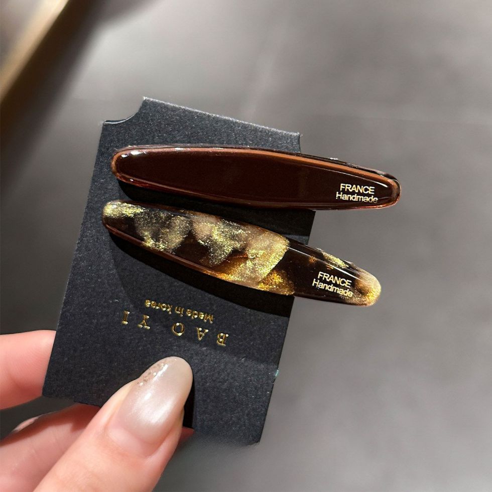 Korean Gold-Plated Acetate Hair Clip for Women, High-End Style, Bangs and Side Hair Clip, Side Hairpin, Bobby Pin, Duckbill Clip