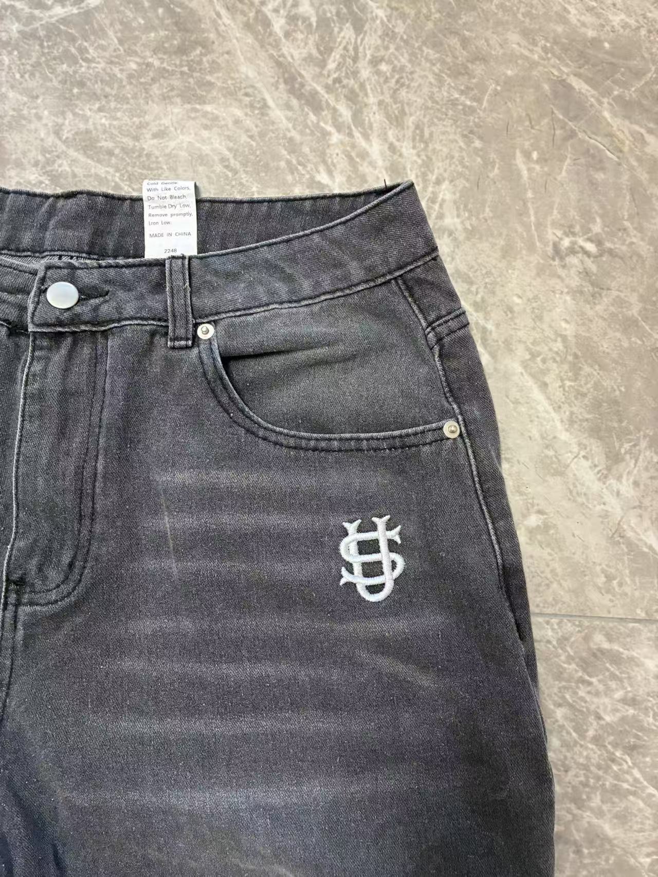 Men's Retro Washed Embroidered Straight Jeans For Men_voghion.com