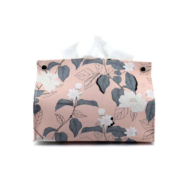 Caja de pañuelos de cuero con forma de flor para el hogar, baño, sala de estar, escritorio, hotel, casa de huéspedes, coche, portátil