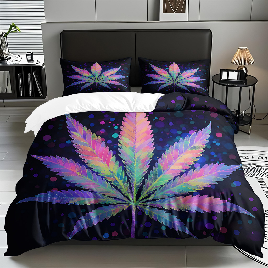 TEMU / JIT comercio exterior hogar patrón de hojas de colchón molido cubierta de colchón de tres piezas de fábrica directa a la figura puede fijarse