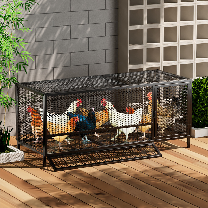 Jaula de pollo, exterior doméstico, gran tubo cuadrado, red secreta, a prueba de lluvia, rutina rural, limpieza automática de estiércol, jaula de cría, comadreja