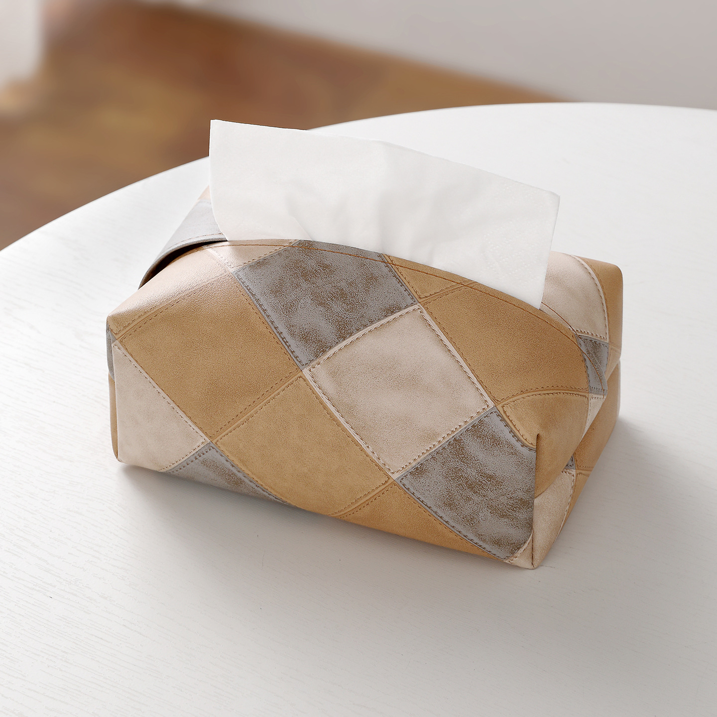 Caja de toallas de papel nórdica caja de extracción de automóviles PU simple sala de estar mesa de té bolsa de toallas de papel para automóviles de gran capacidad general