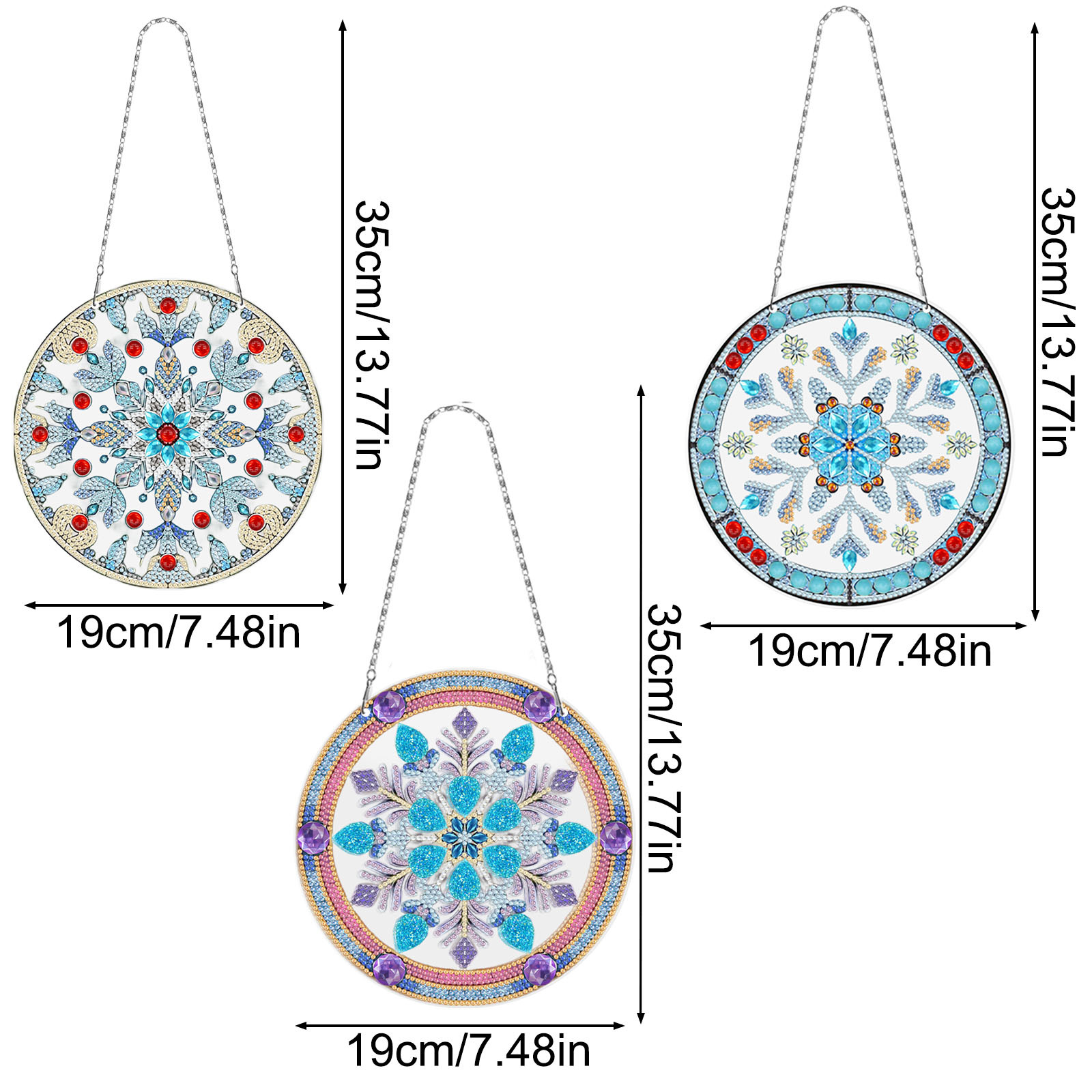 Diamante pintura perimetral DIY anillo 3 piezas juego de dibujos animados colgante genio Navidad sala de estar decoración de pintura distribuible