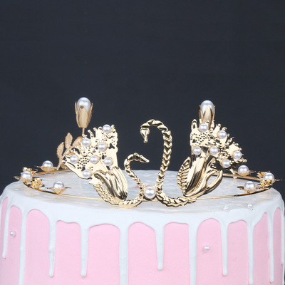 生日皇冠婚禮烘焙裝飾天鵝新娘飾品派對氣氛頭飾工廠直銷批發