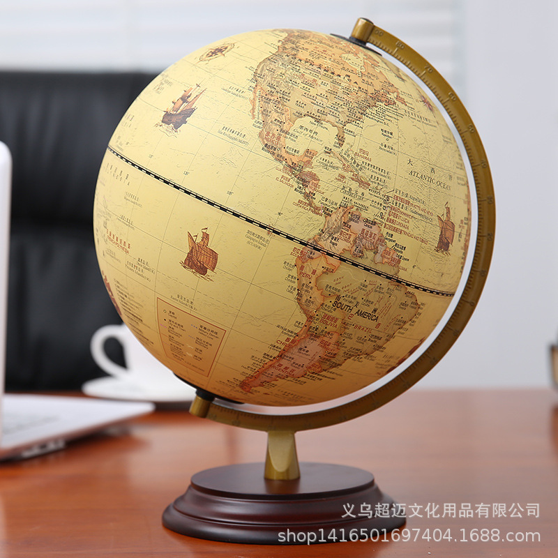 American retro antique globe glowing high-definition desk lamp medium-size 32cm office ornaments with lights for students American retro antique globe glowing high-definition desk lamp medium-size 32cm office ornaments with lights for students