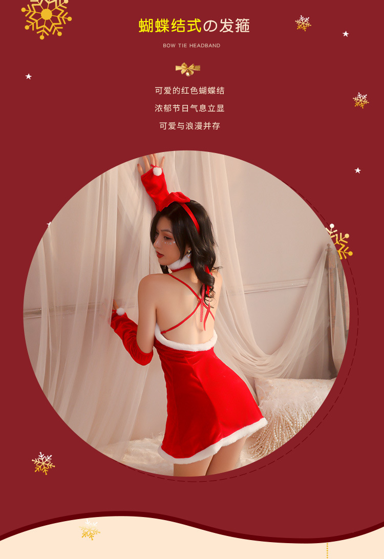 JK Christmas Bunny Girl Lingerie Set for Women, Uniform Role Play Costume, Stretch Spandex, One Size — detail image 28