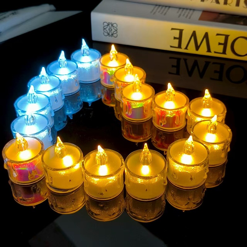 仿真迷你LED电子蜡烛透明水晶流泪小蜡烛节日氛围浪漫摆件装饰灯|undefined