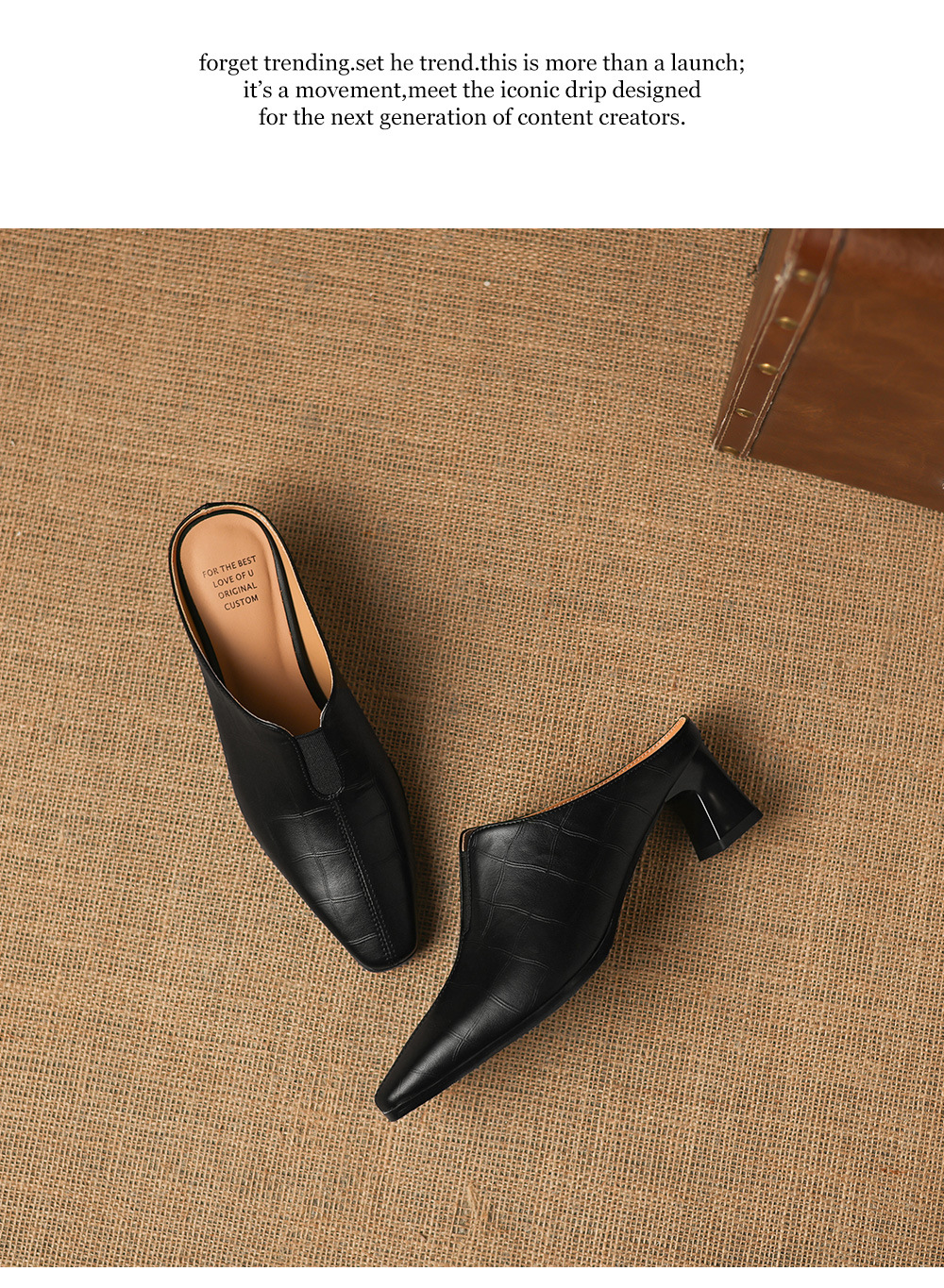Sandal cao gót nữ mũi nhọn quai ngang gót 5 cm — đen chi tiết 19