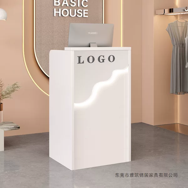Wholesale front desk reception counter, small cash register counter, simple modern shop counter with light, small bar counter