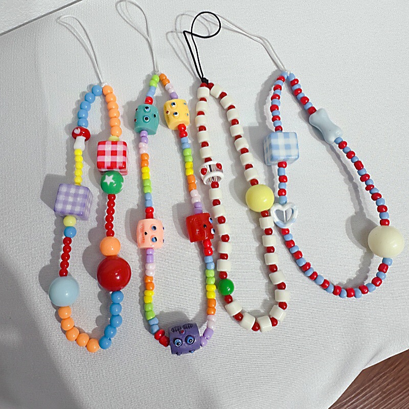 Colorful Little Monster Colorfulful Beaded Bracelet Suitable for Mobile Phone Case USB School Bag Key Decoration Beaded Chain Ins Girly Style