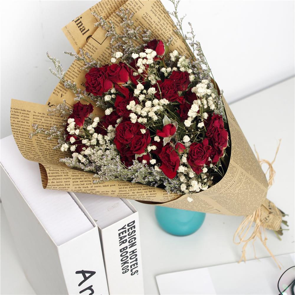 Real Flower Dried Flower Rose Bouquet Gy...