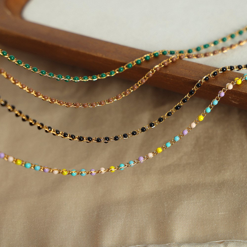 Luz de lujo personalidad nicho color eje colorido goteo collar de aceite de titanio acero todo fósforo de hadas temperamento pulsera joyería de moda para las mujeres